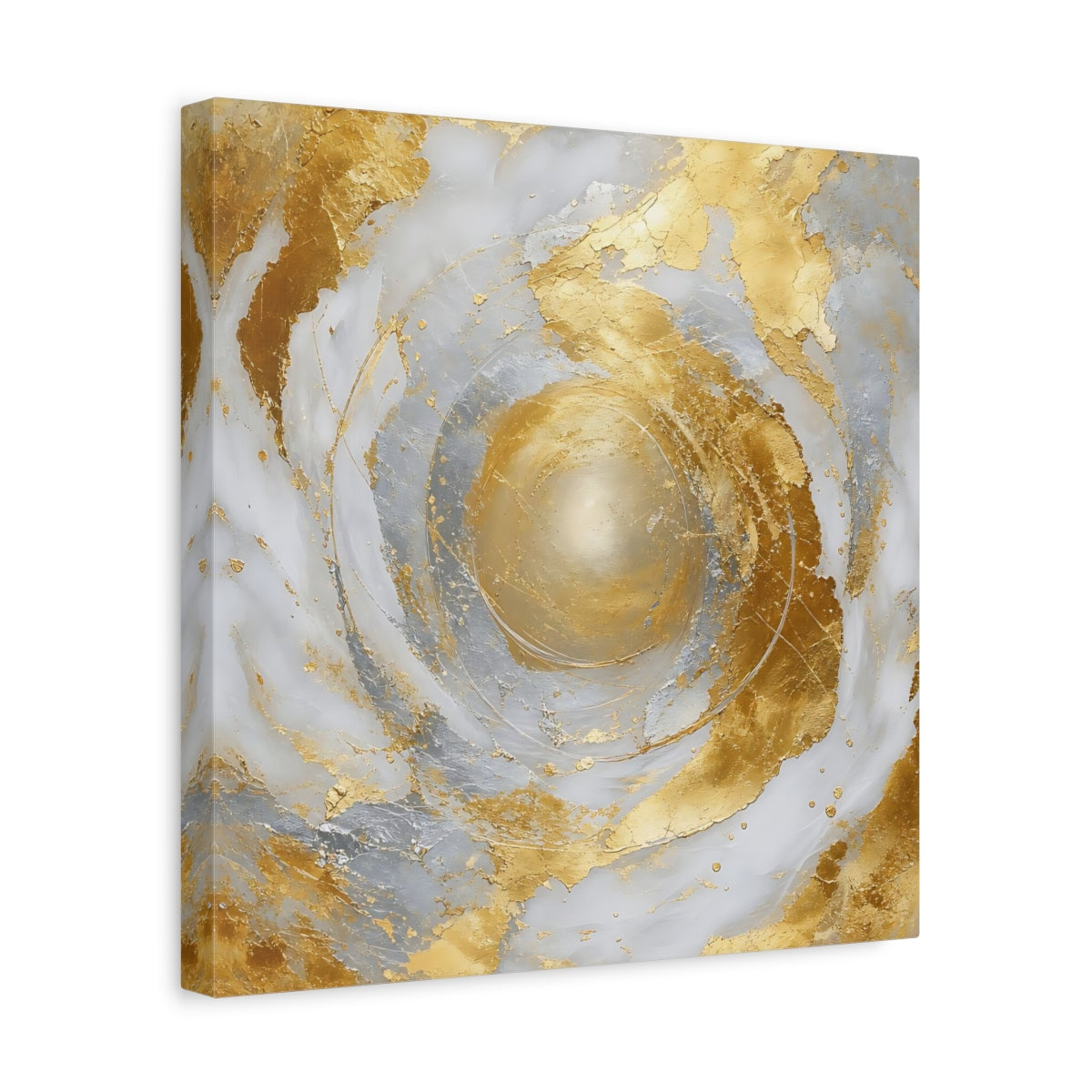 Side Mockup 7. Golden Marble Swirl shown as canvas print