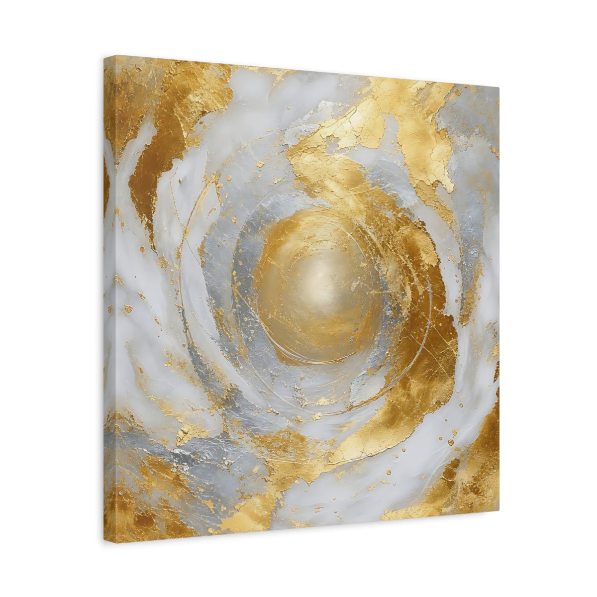 Side Mockup 5. Golden Marble Swirl shown as canvas print