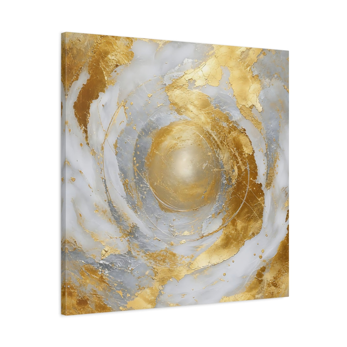 Side Mockup 3. Golden Marble Swirl shown as canvas print
