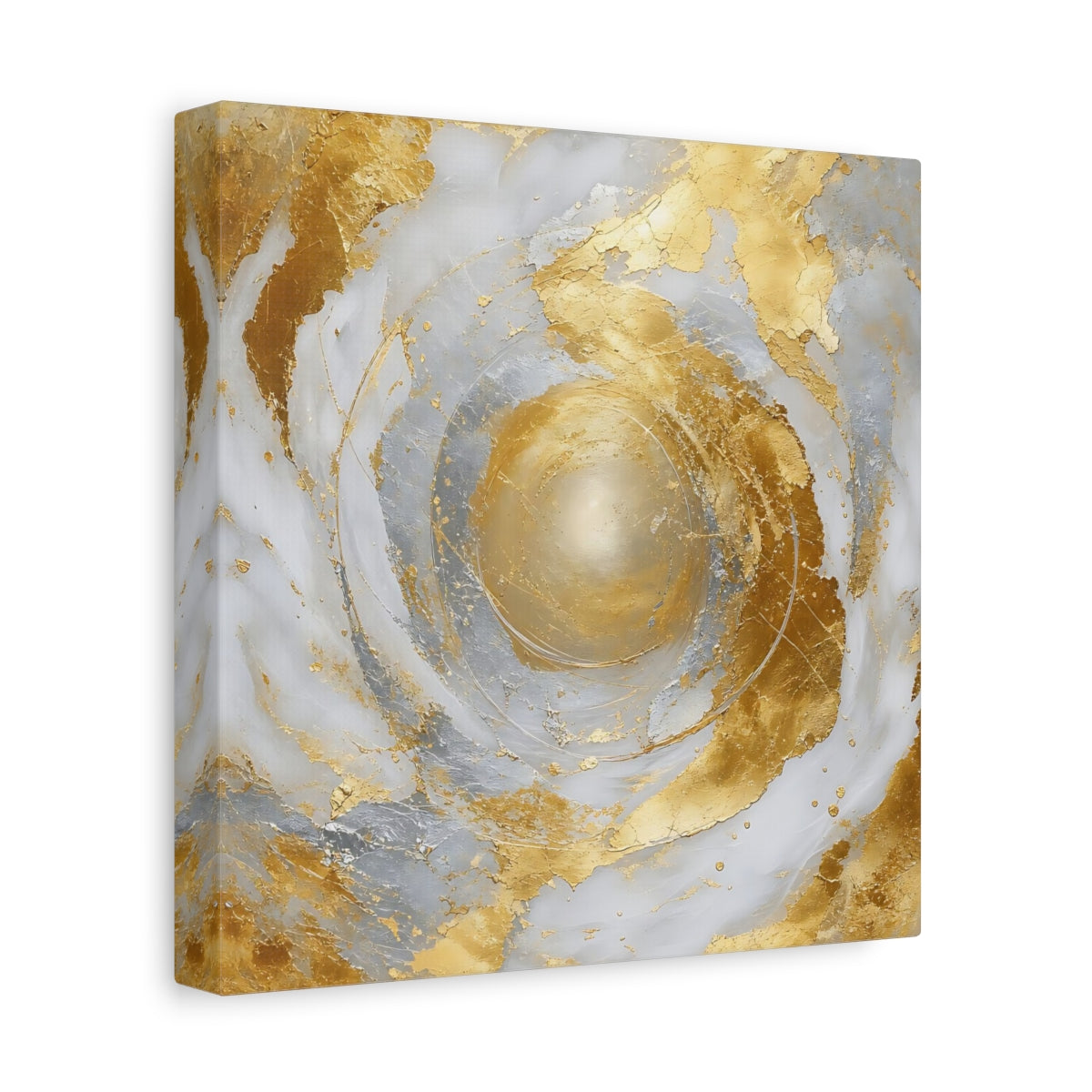 Side Mockup 9. Golden Marble Swirl shown as canvas print