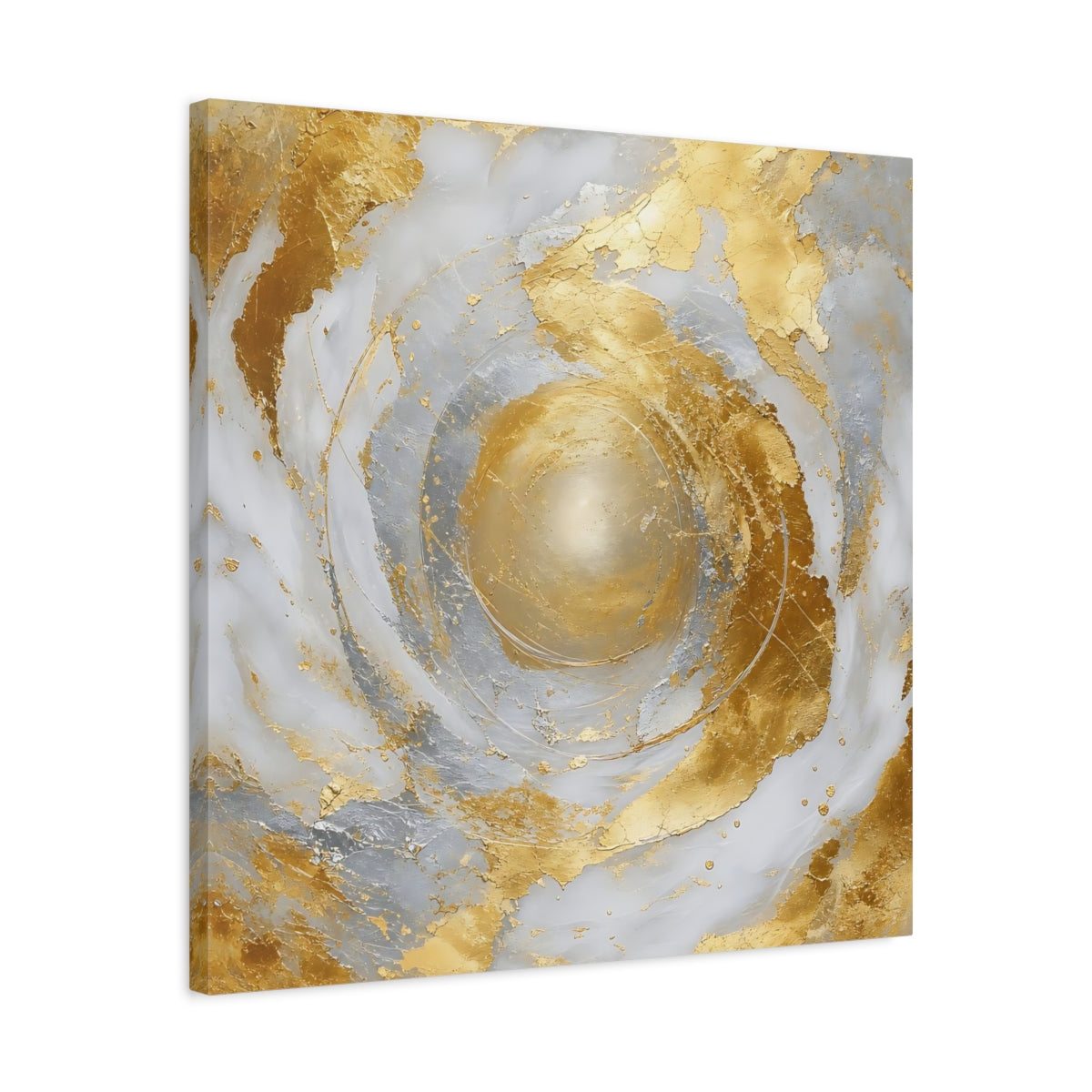 Side Mockup 4. Golden Marble Swirl shown as canvas print