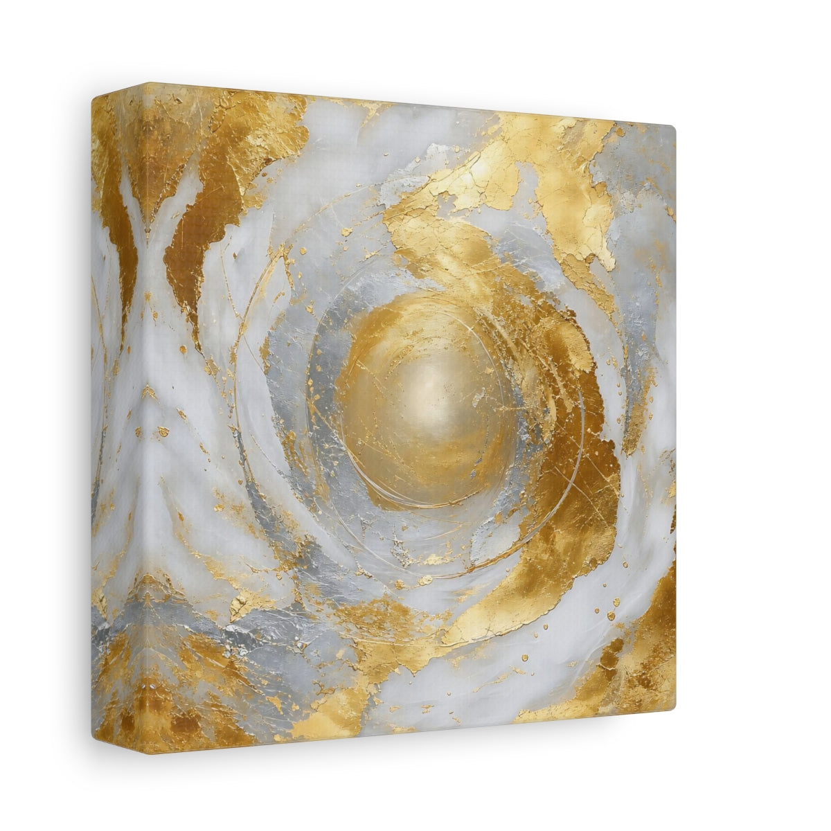 Side Mockup 2. Golden Marble Swirl shown as canvas print