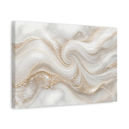 Side Mockup 4. Golden Marble Swirl With Pearls shown as canvas print