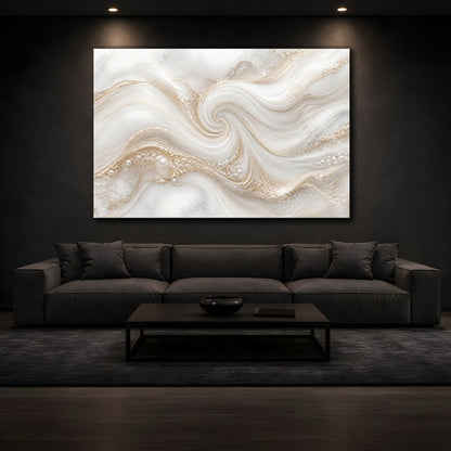 Mockup 3. Golden Marble Swirl With Pearls shown as canvas print