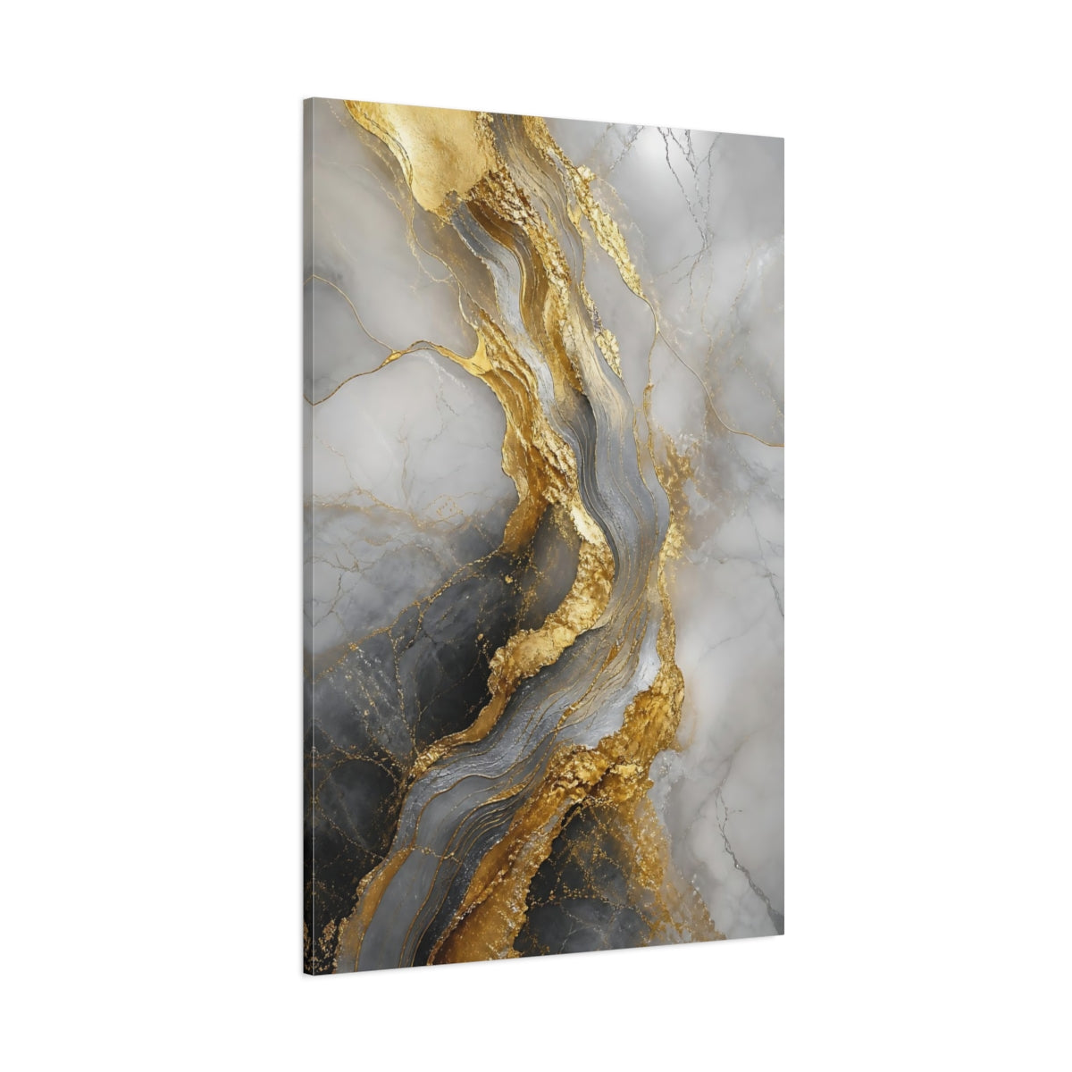 Side Mockup 1. Golden Marble Veins shown as canvas print