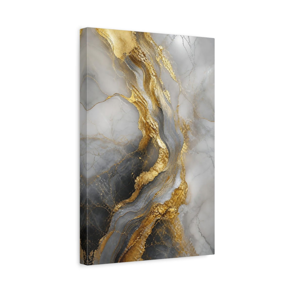 Side Mockup 4. Golden Marble Veins shown as canvas print
