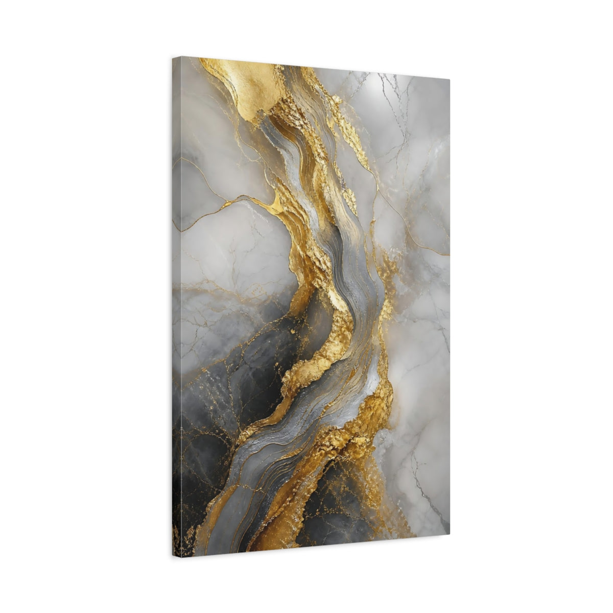 Side Mockup 2. Golden Marble Veins shown as canvas print