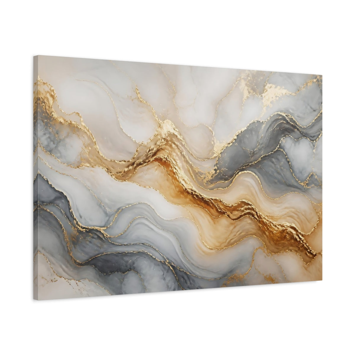 Main Mockup. Golden Marble Waves shown as canvas print