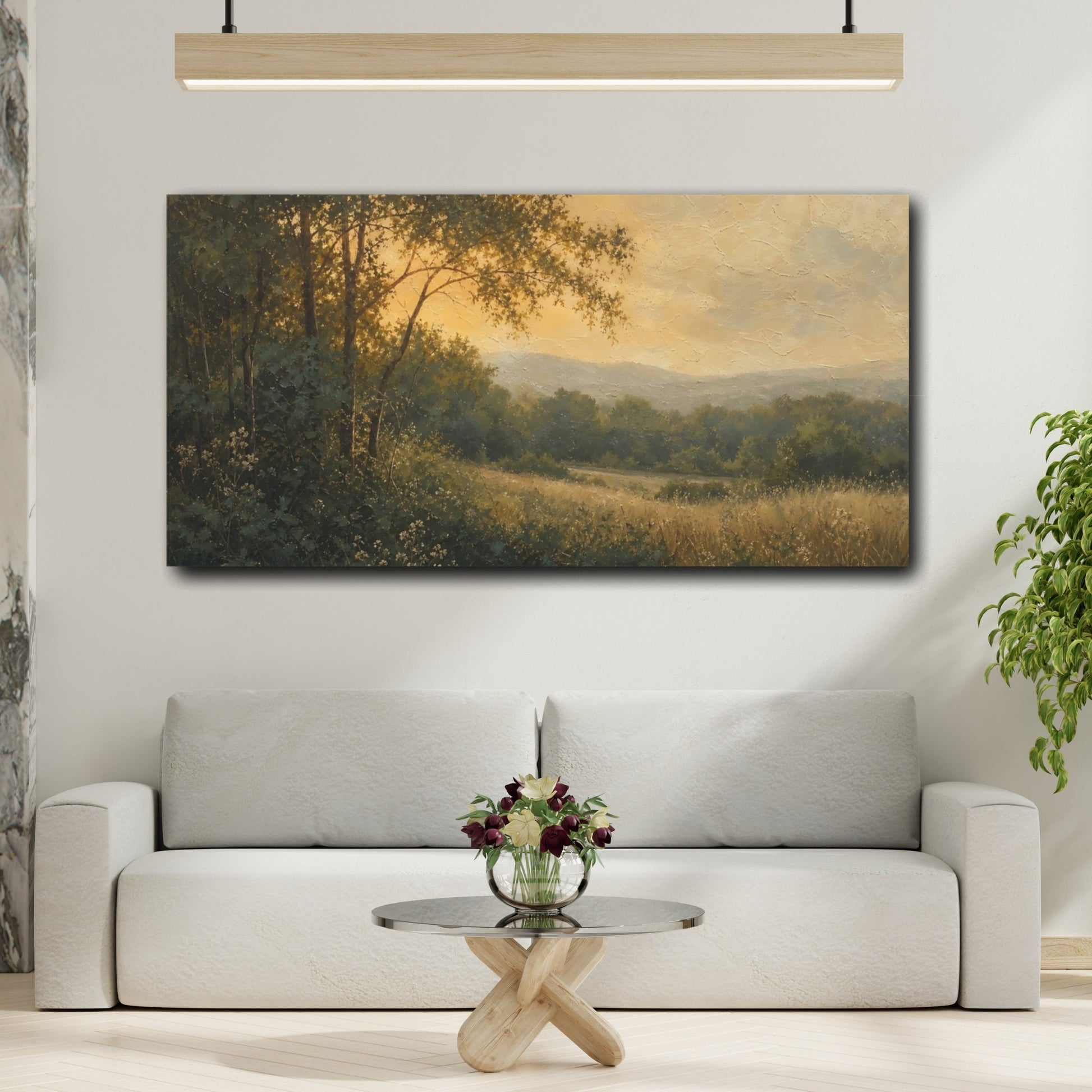 Mockup 2. Golden Meadow At Dusk shown as canvas print