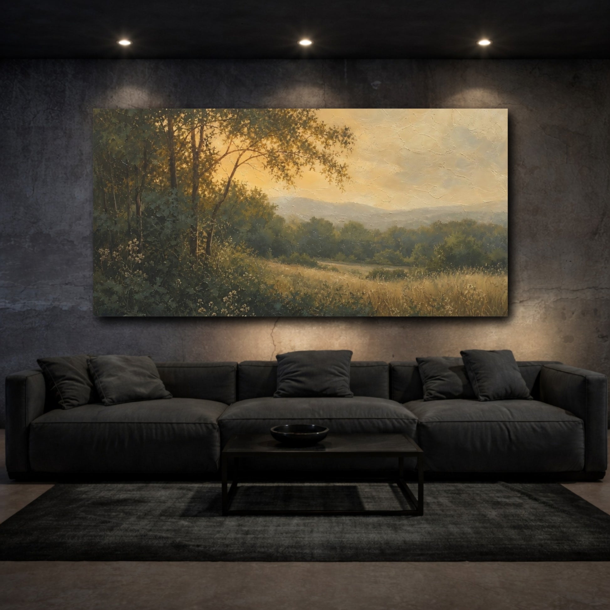 Mockup 3. Golden Meadow At Dusk shown as canvas print