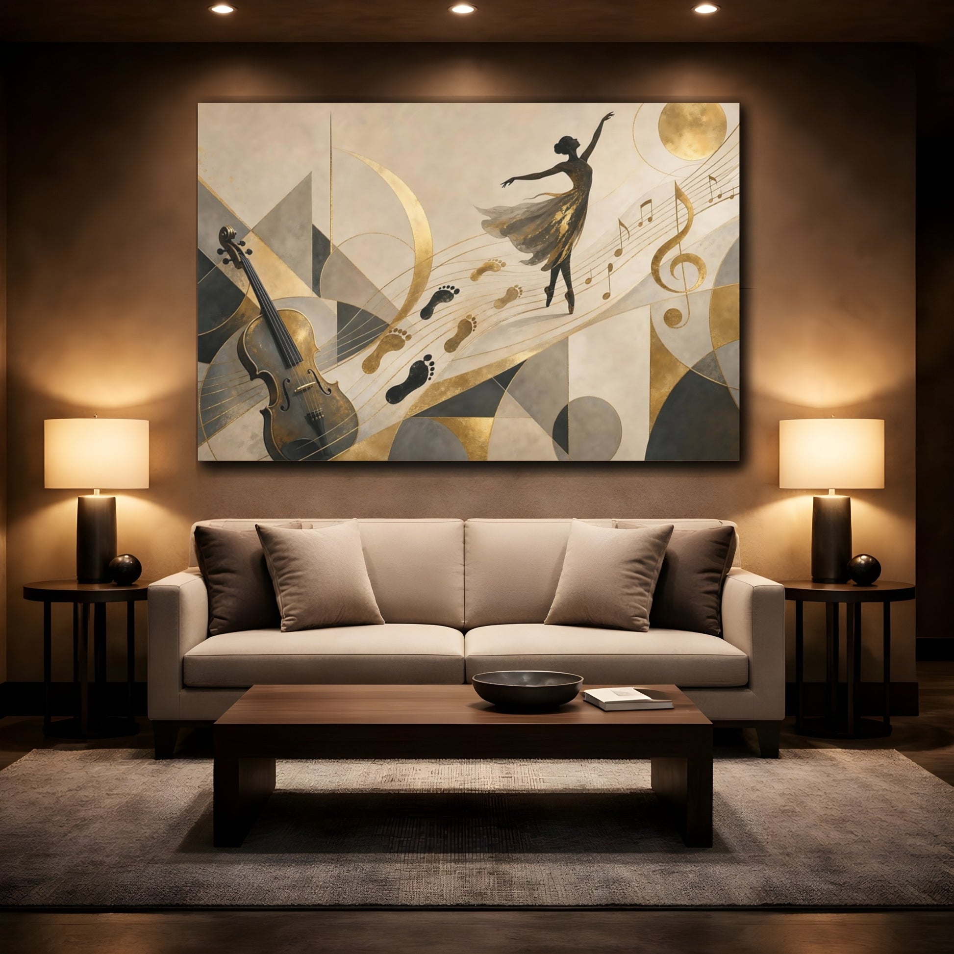 Mockup 2. Golden Melody Ballerina shown as canvas print