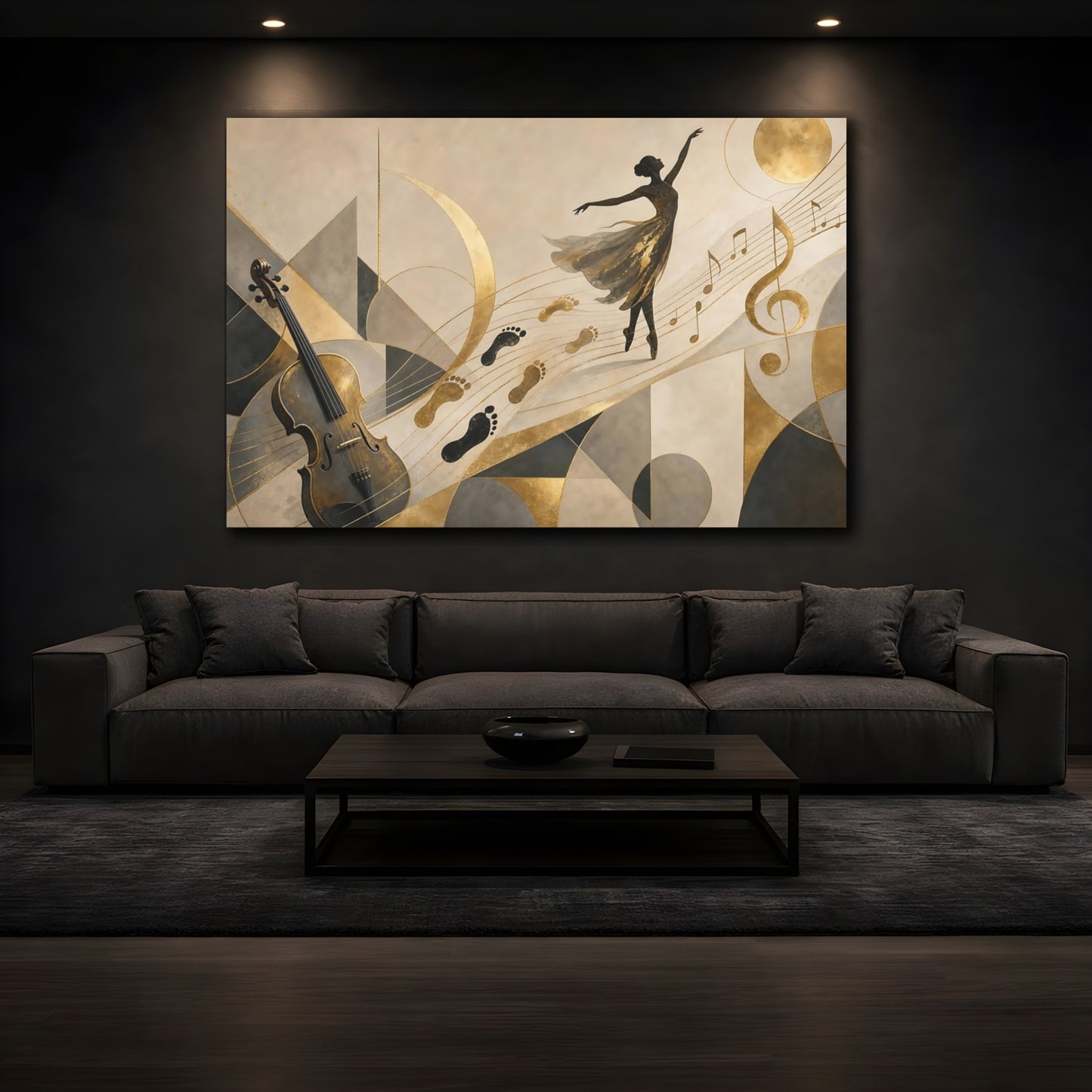 Mockup 3. Golden Melody Ballerina shown as canvas print