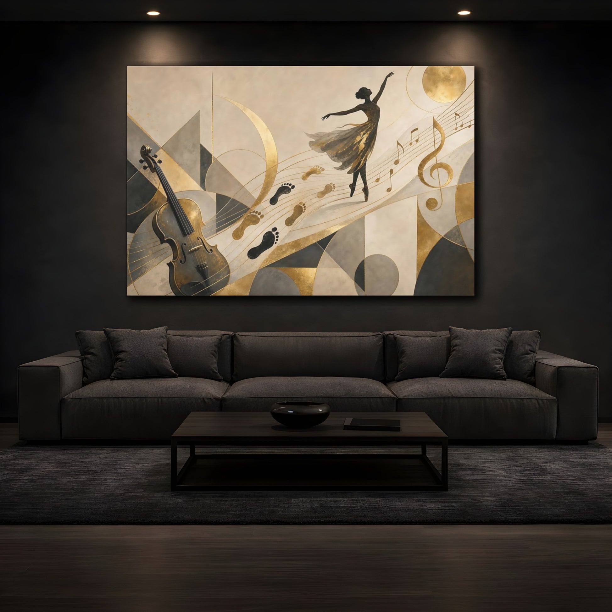 Mockup 3. Golden Melody Ballerina shown as canvas print