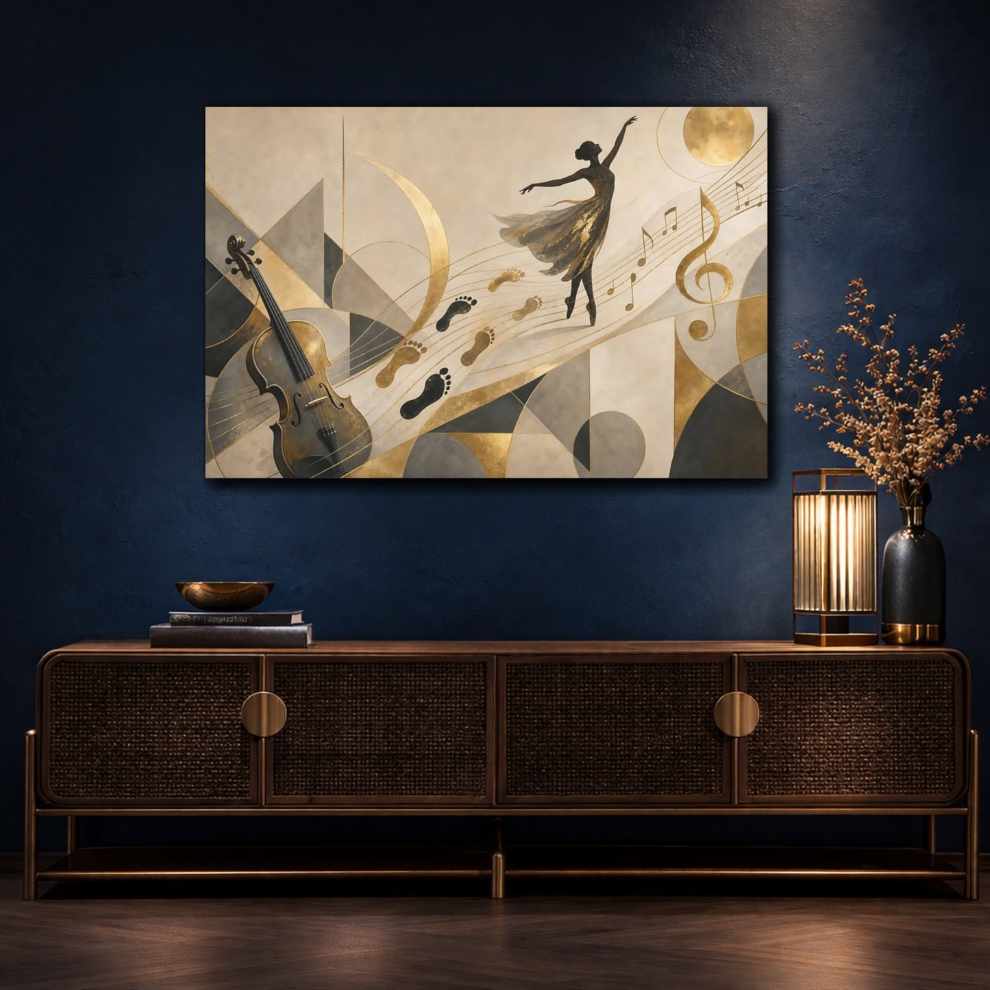 Mockup 4. Golden Melody Ballerina shown as canvas print