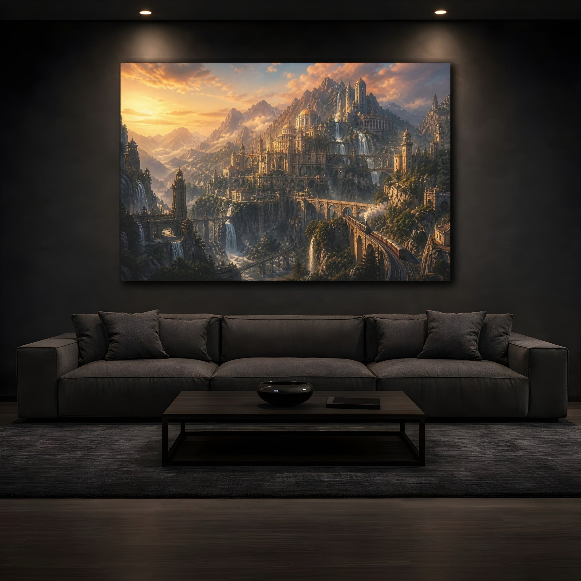 Mockup 3. Golden Mountain Citadel shown as canvas print
