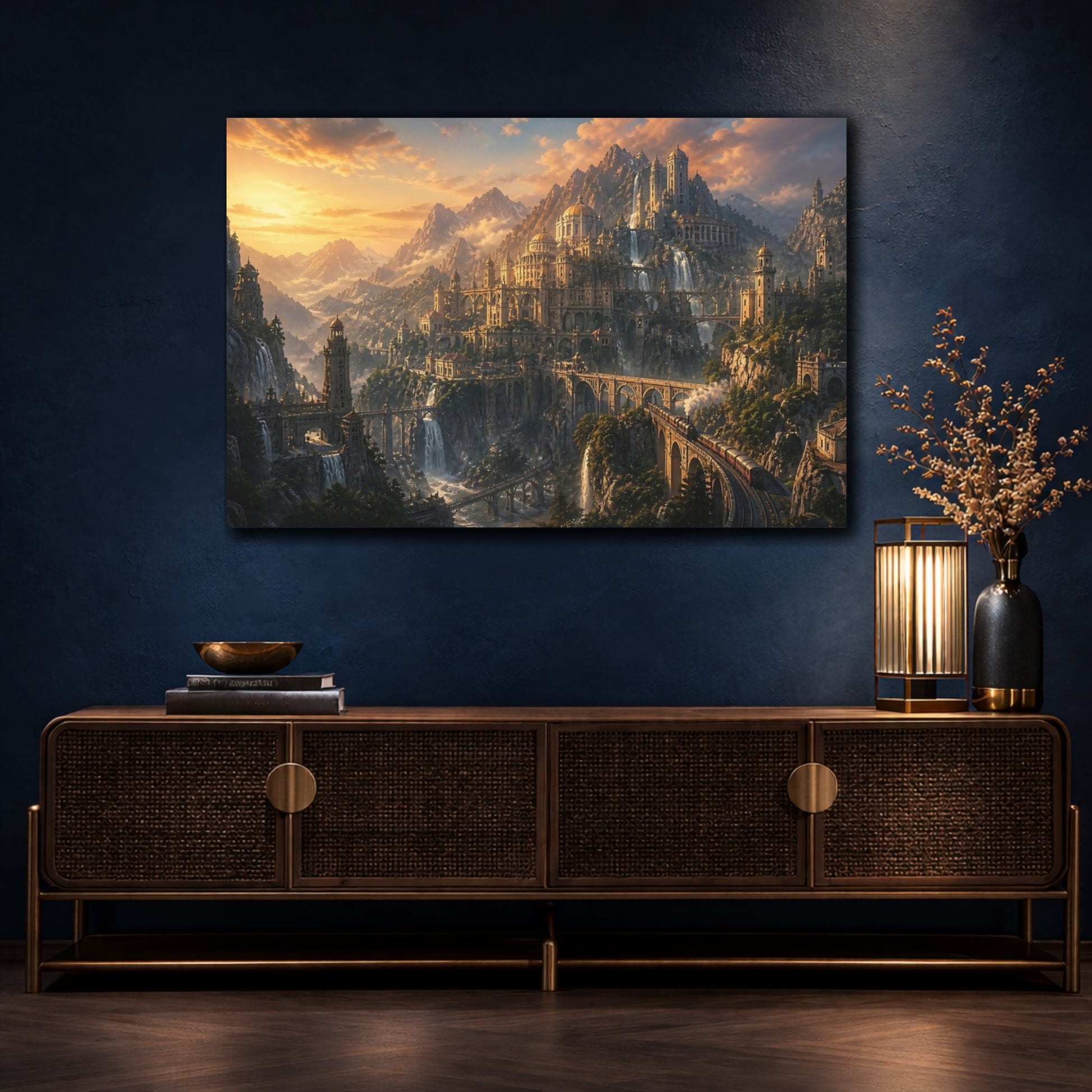 Mockup 4. Golden Mountain Citadel shown as canvas print