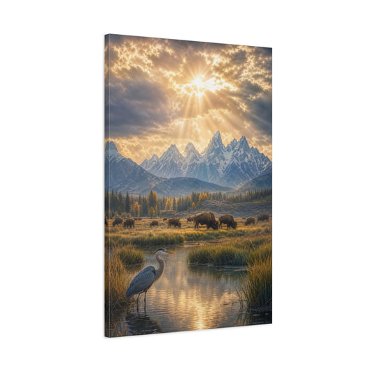 Main Mockup. Golden Mountain Meadow shown as canvas print