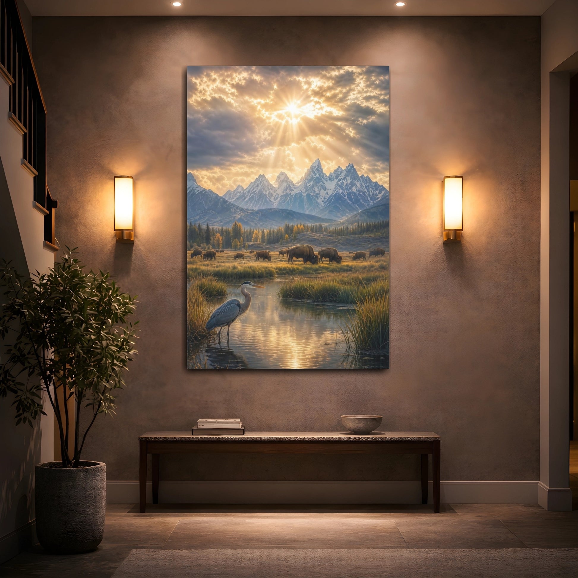 Mockup 2. Golden Mountain Meadow shown as canvas print