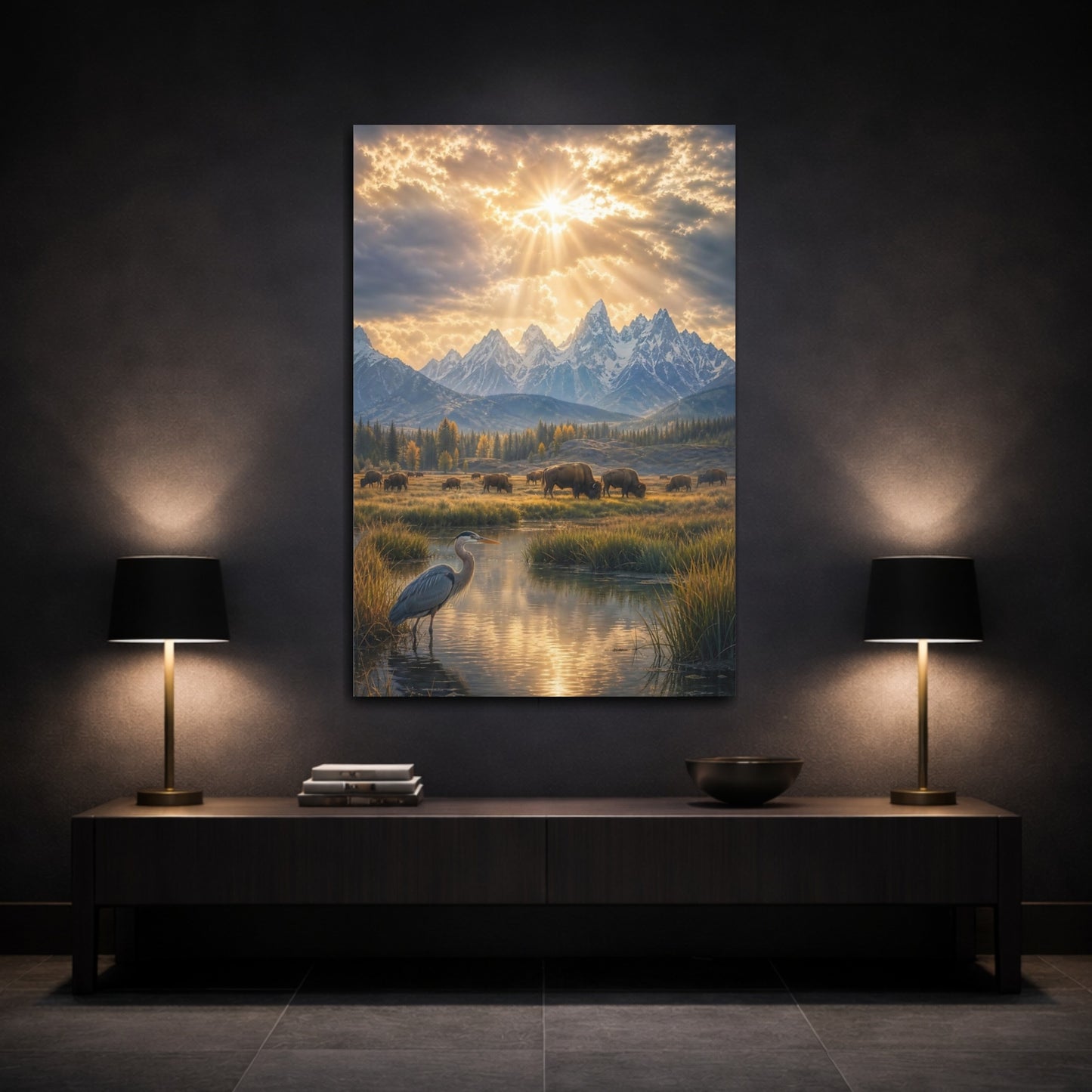 Mockup 3. Golden Mountain Meadow shown as canvas print