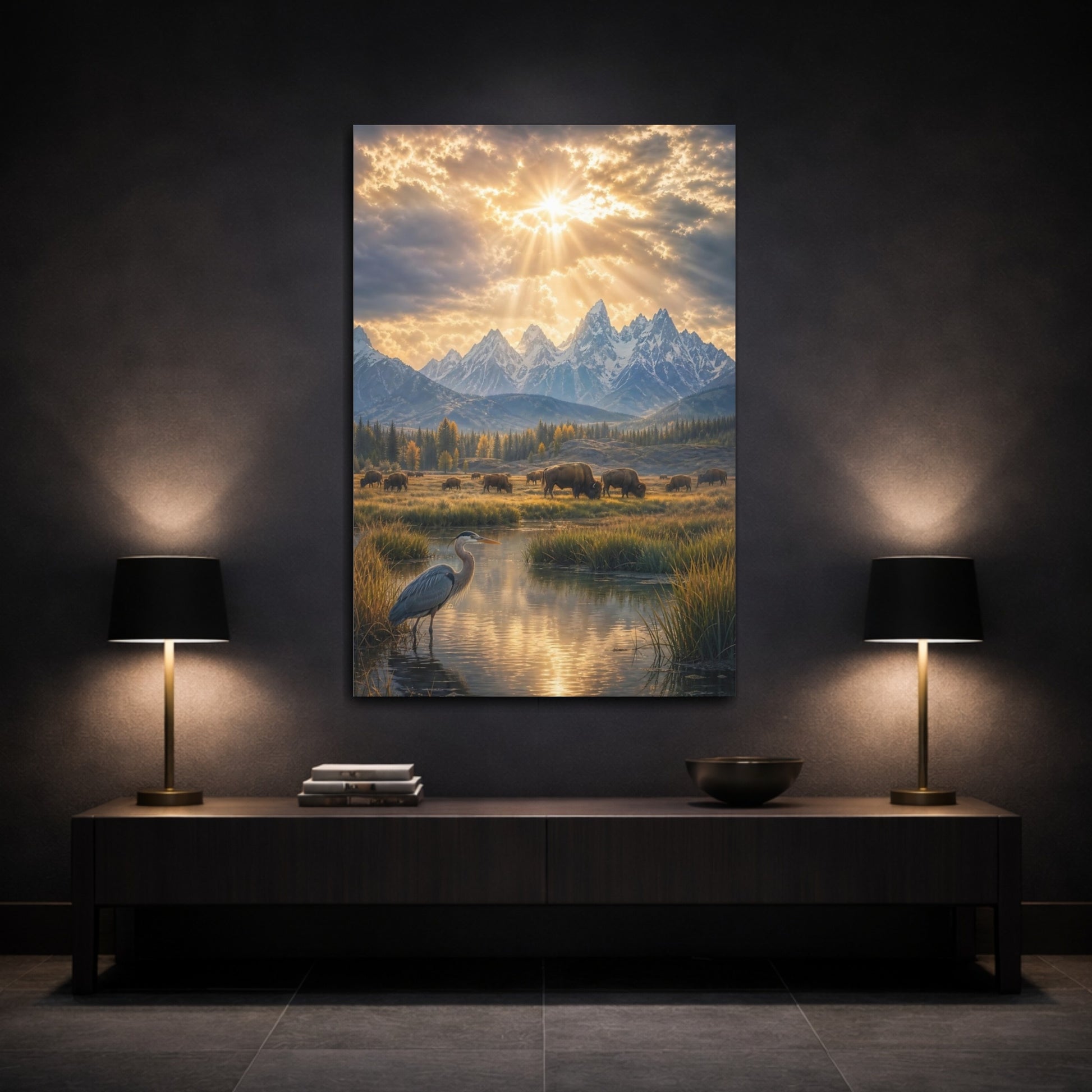 Mockup 3. Golden Mountain Meadow shown as canvas print