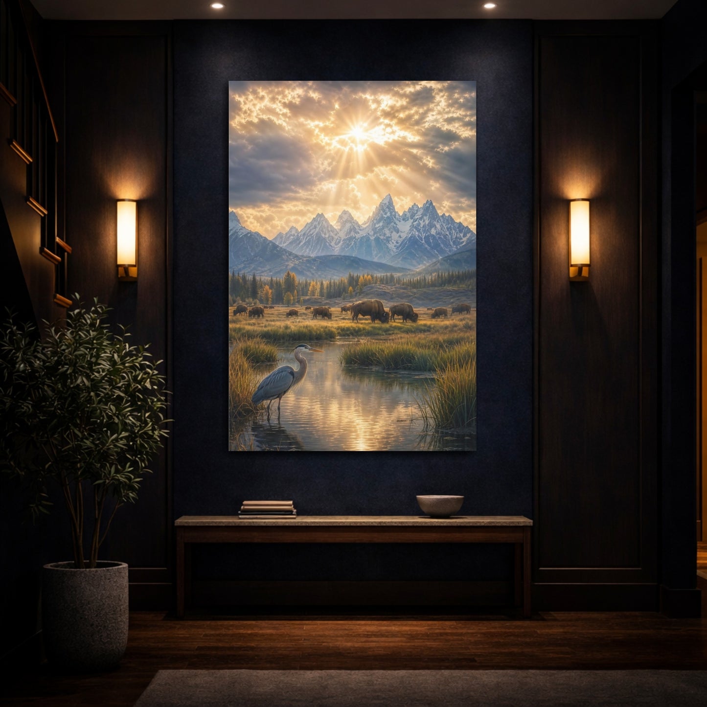 Mockup 4. Golden Mountain Meadow shown as canvas print
