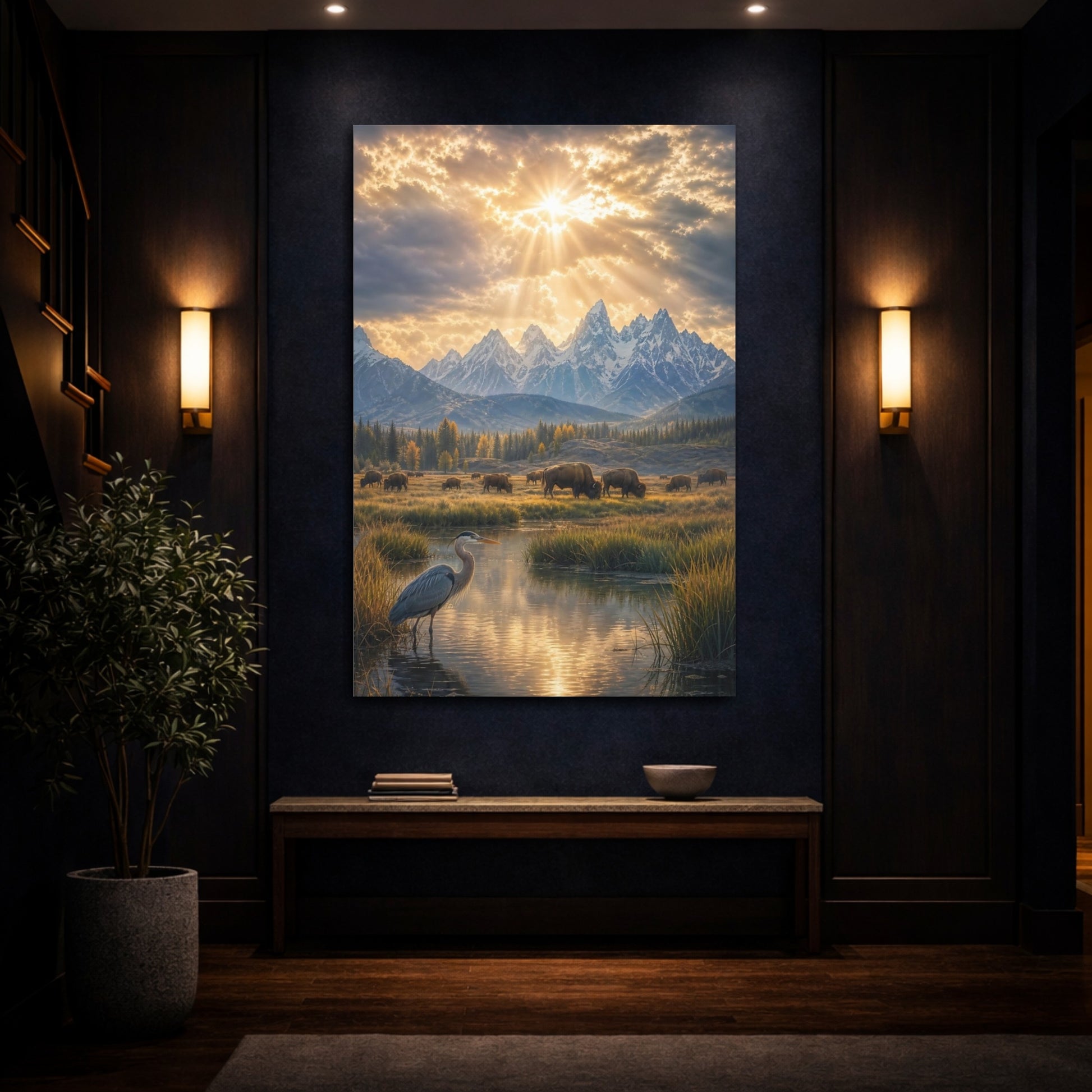 Mockup 4. Golden Mountain Meadow shown as canvas print