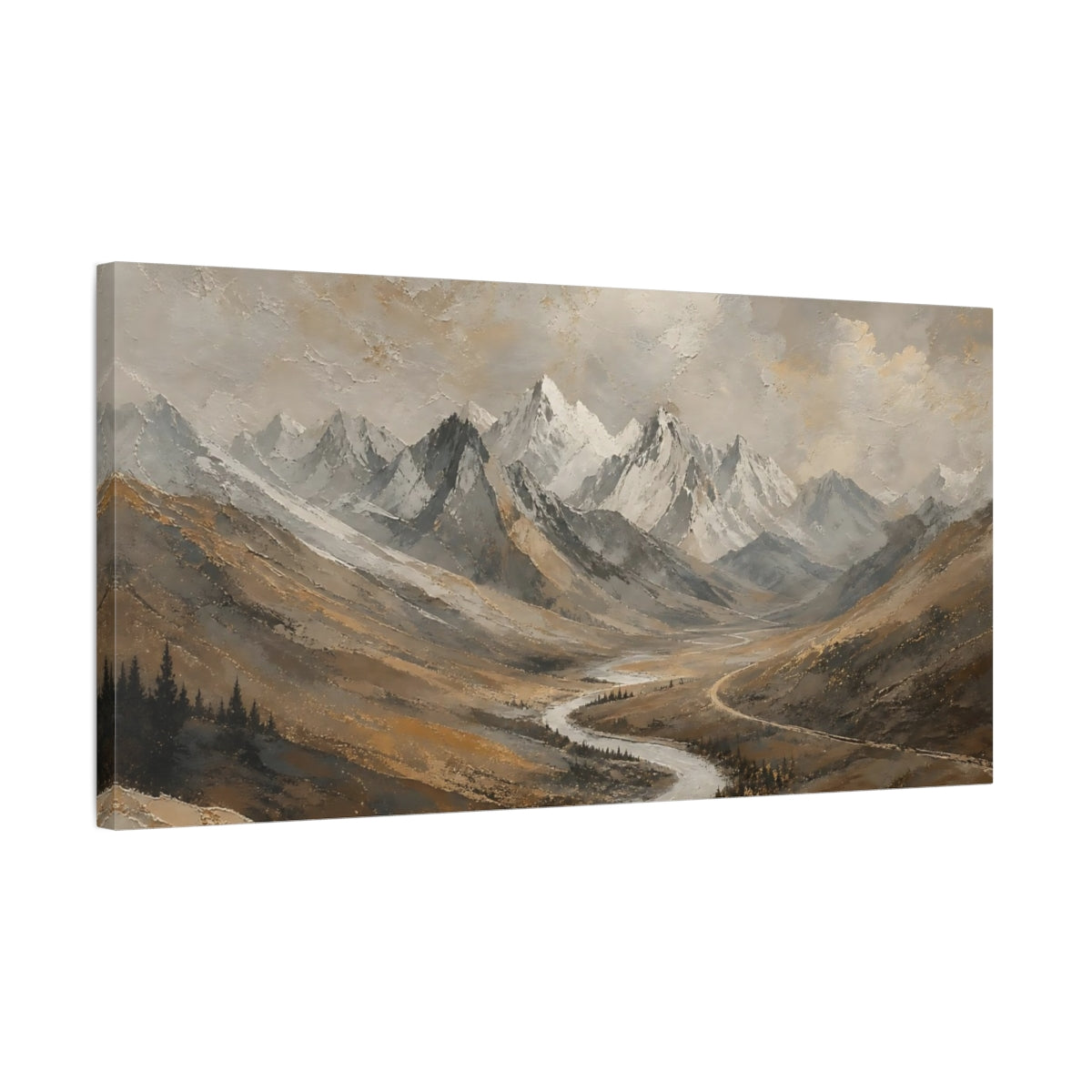 Side Mockup 1. Golden Mountain Valley shown as canvas print