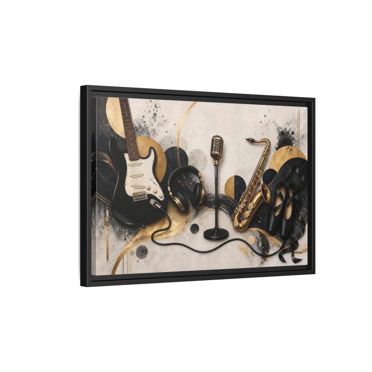 Side Mockup 3. Golden Music Ensemble shown as framed canvas print