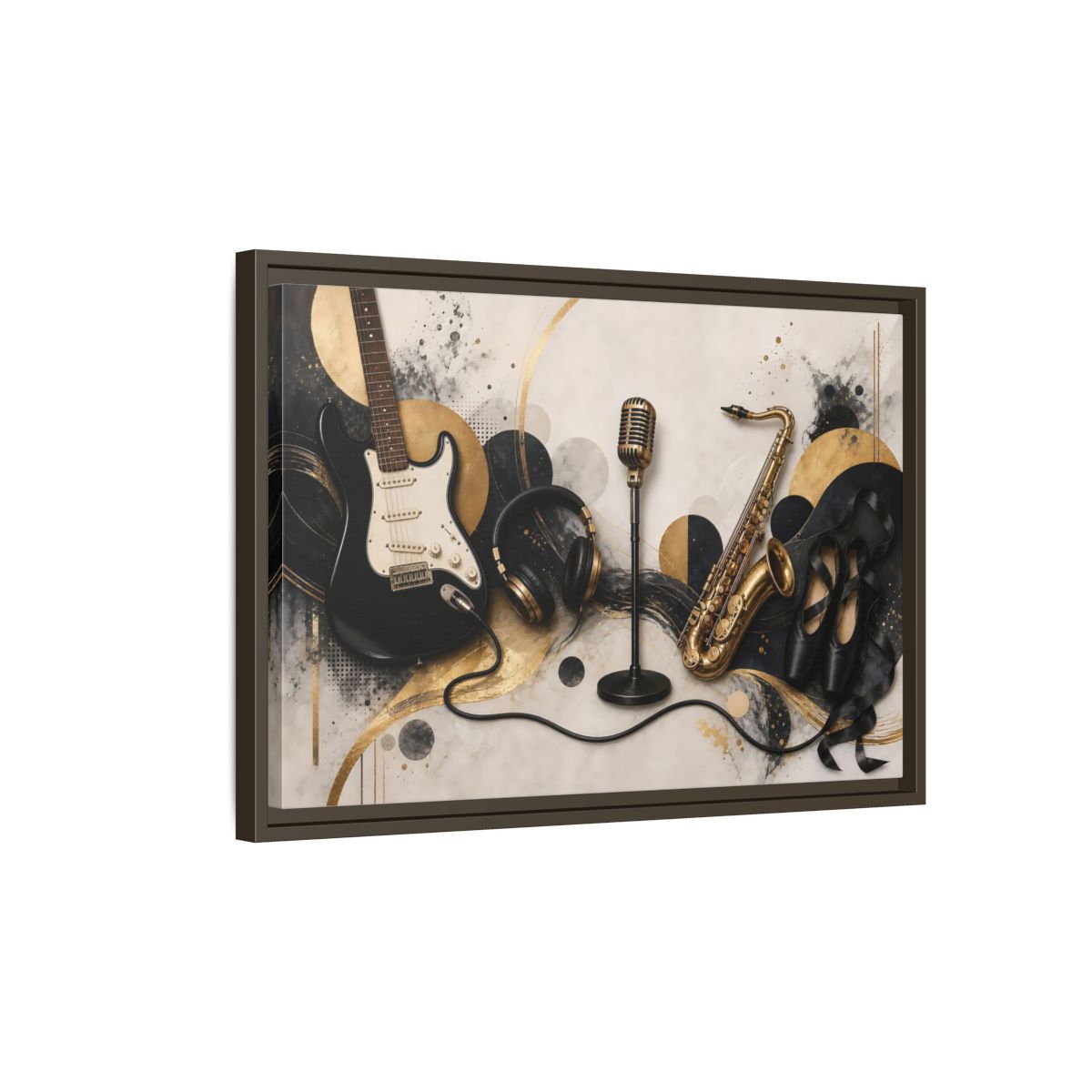 Side Mockup 2. Golden Music Ensemble shown as framed canvas print