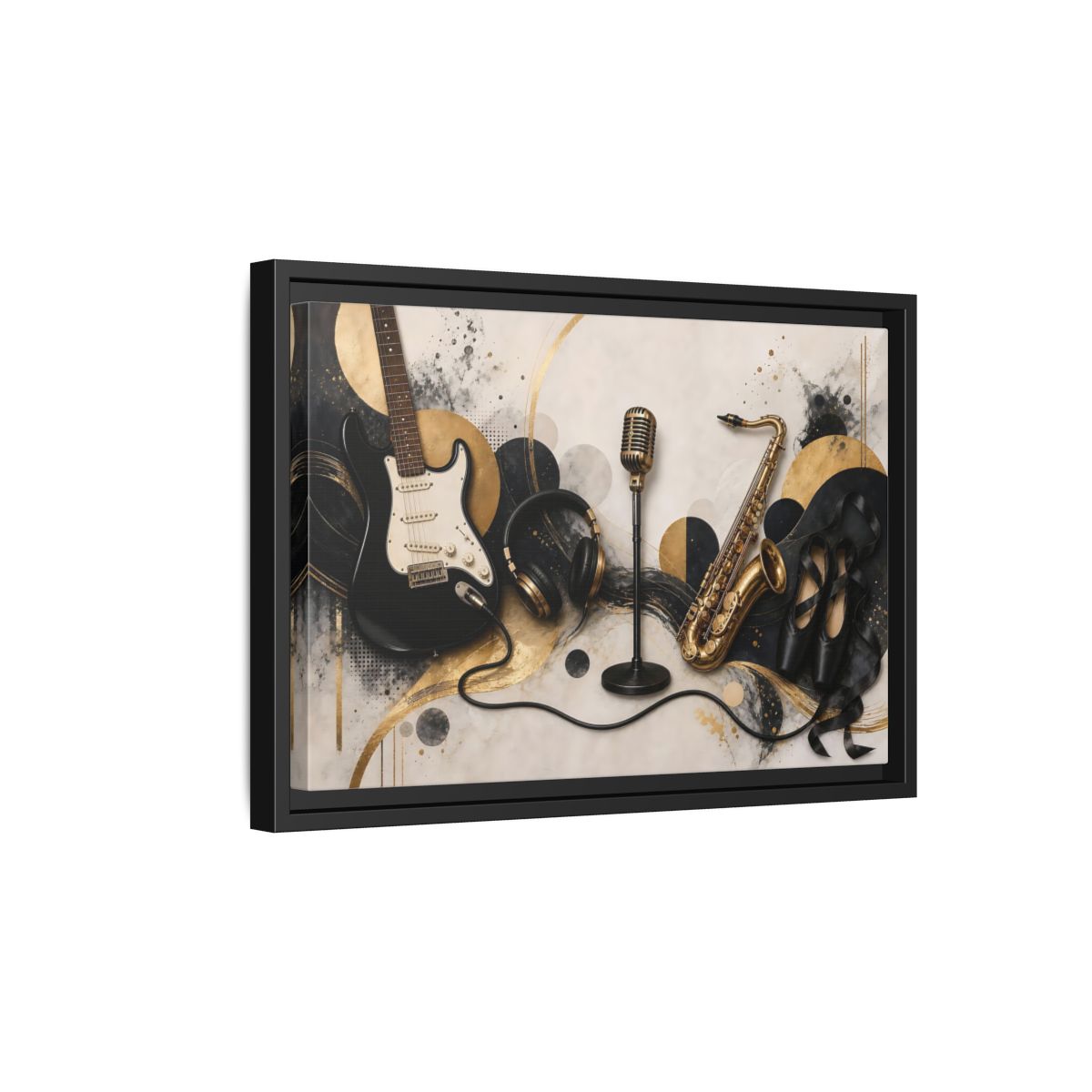 Side Mockup 6. Golden Music Ensemble shown as framed canvas print