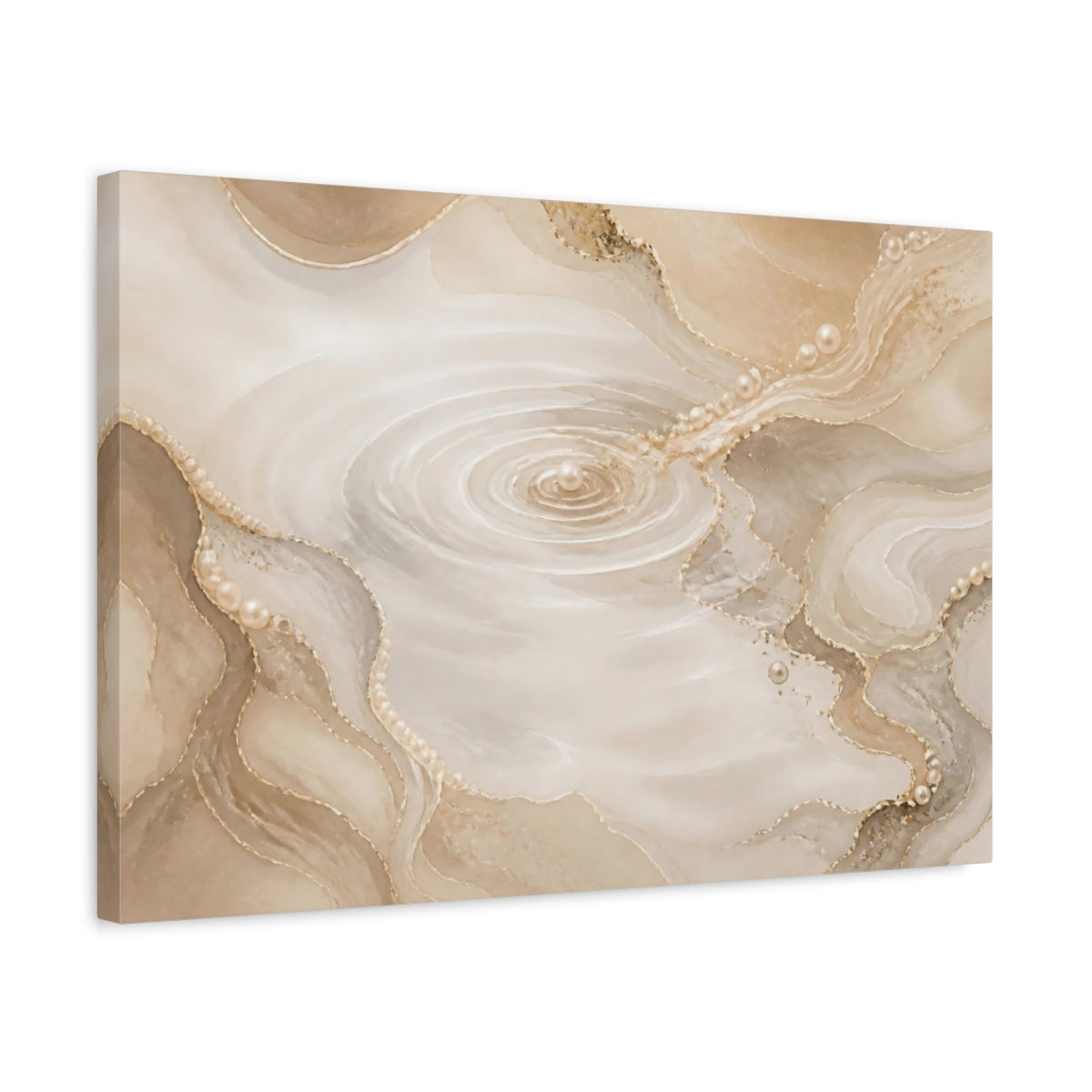 Side Mockup 3. Golden Pearl Ripples shown as canvas print