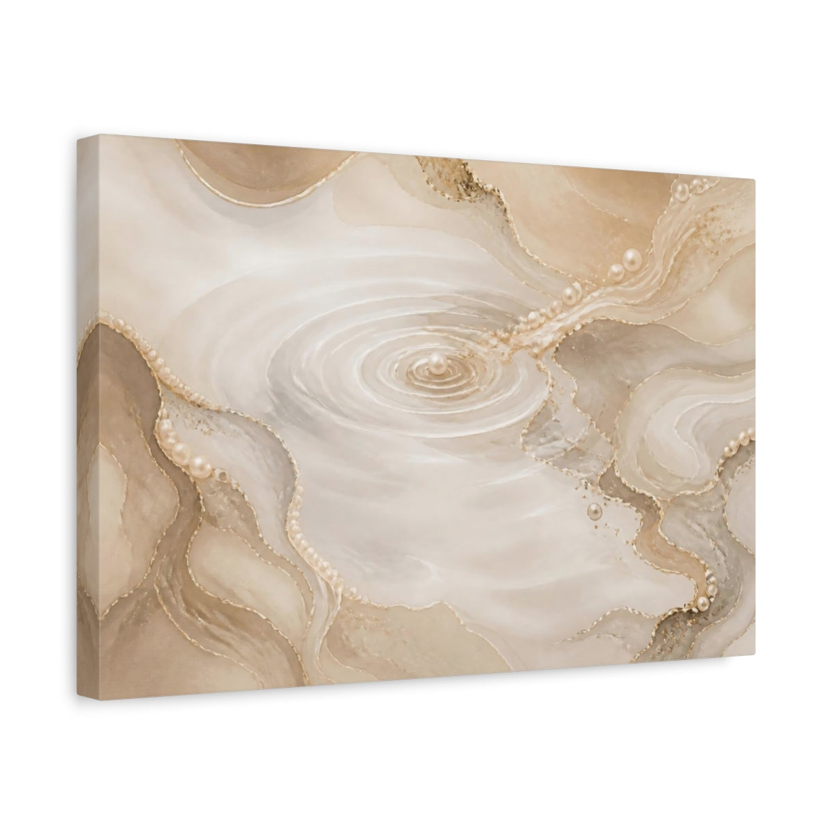 Side Mockup 4. Golden Pearl Ripples shown as canvas print