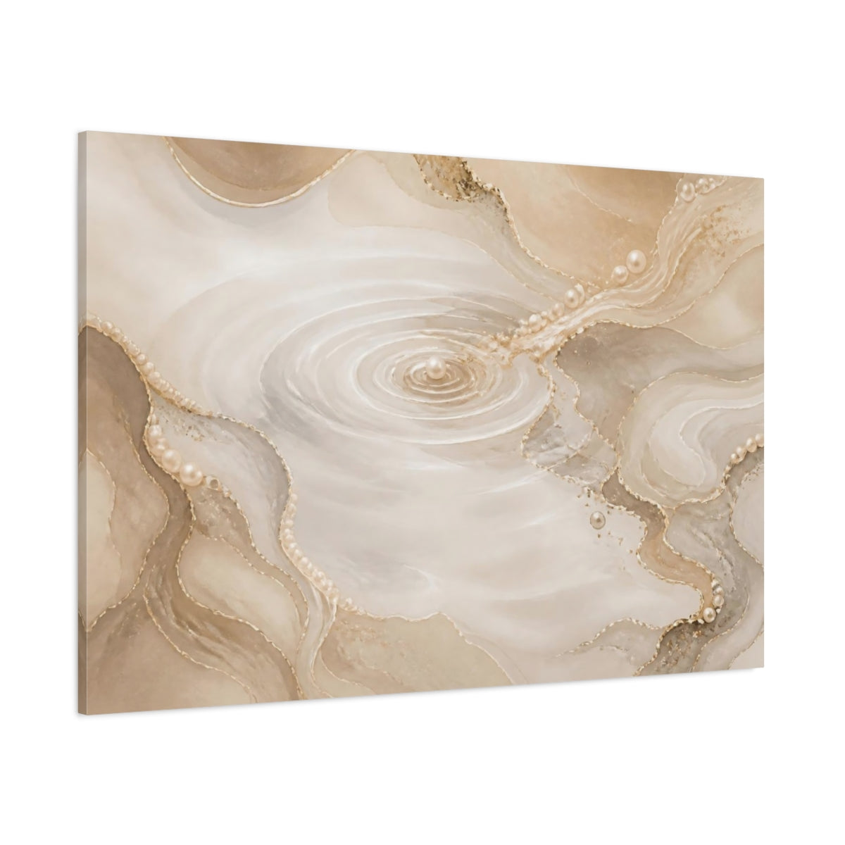 Side Mockup 1. Golden Pearl Ripples shown as canvas print