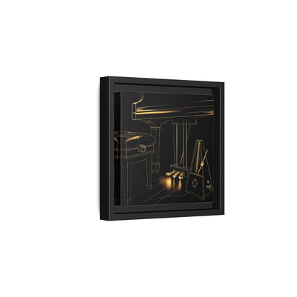 Side Mockup 3. Golden Piano And Metronome shown as framed canvas print