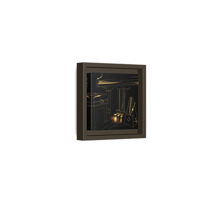 Side Mockup 23. Golden Piano And Metronome shown as framed canvas print