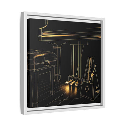 Side Mockup 28. Golden Piano And Metronome shown as framed canvas print