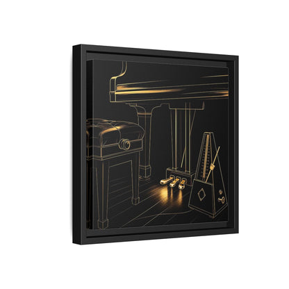 Side Mockup 18. Golden Piano And Metronome shown as framed canvas print