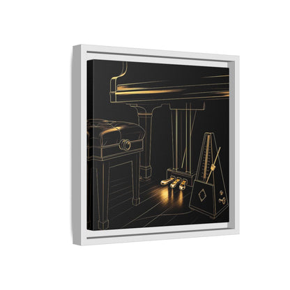 Side Mockup 16. Golden Piano And Metronome shown as framed canvas print