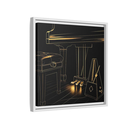 Side Mockup 13. Golden Piano And Metronome shown as framed canvas print