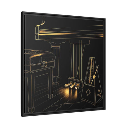 Side Mockup 30. Golden Piano And Metronome shown as framed canvas print