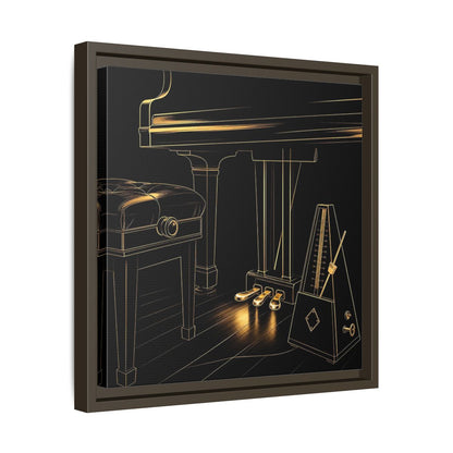 Side Mockup 29. Golden Piano And Metronome shown as framed canvas print