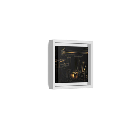 Side Mockup 22. Golden Piano And Metronome shown as framed canvas print