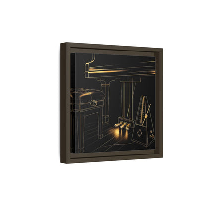 Side Mockup 20. Golden Piano And Metronome shown as framed canvas print