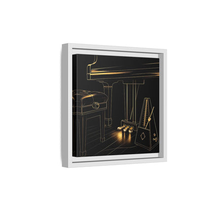 Side Mockup 19. Golden Piano And Metronome shown as framed canvas print
