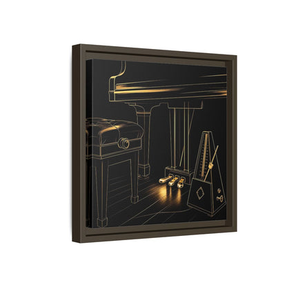 Side Mockup 17. Golden Piano And Metronome shown as framed canvas print
