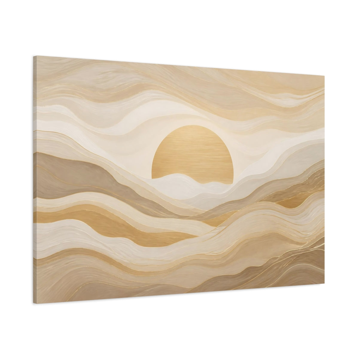 Side Mockup 1. Golden Sand Sunrise shown as canvas print