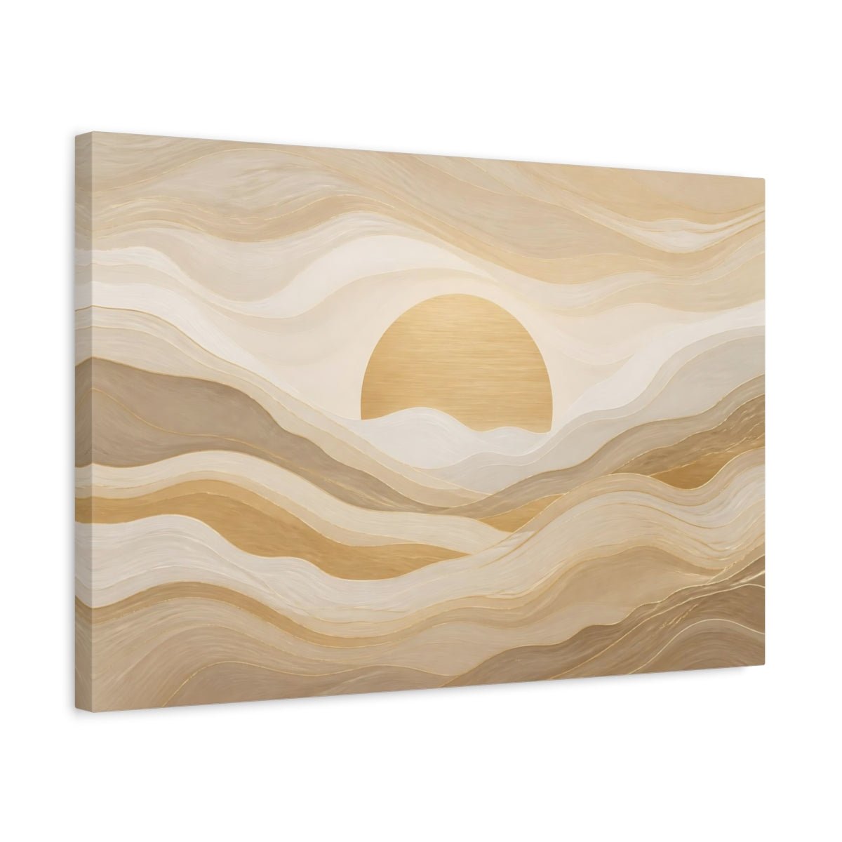 Side Mockup 3. Golden Sand Sunrise shown as canvas print
