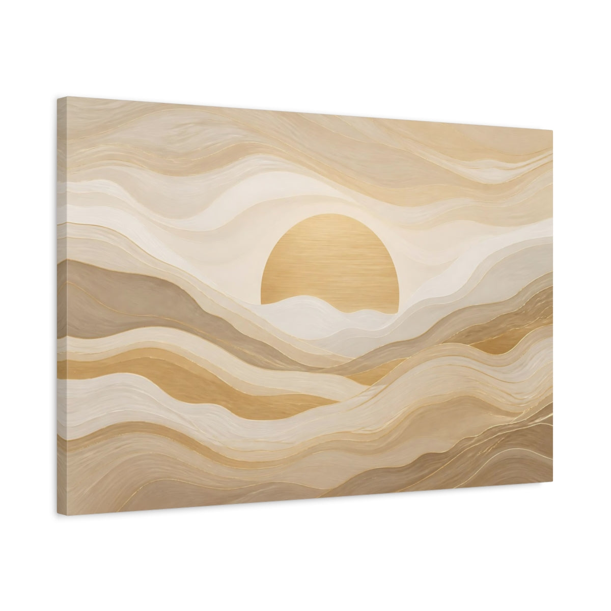 Side Mockup 2. Golden Sand Sunrise shown as canvas print