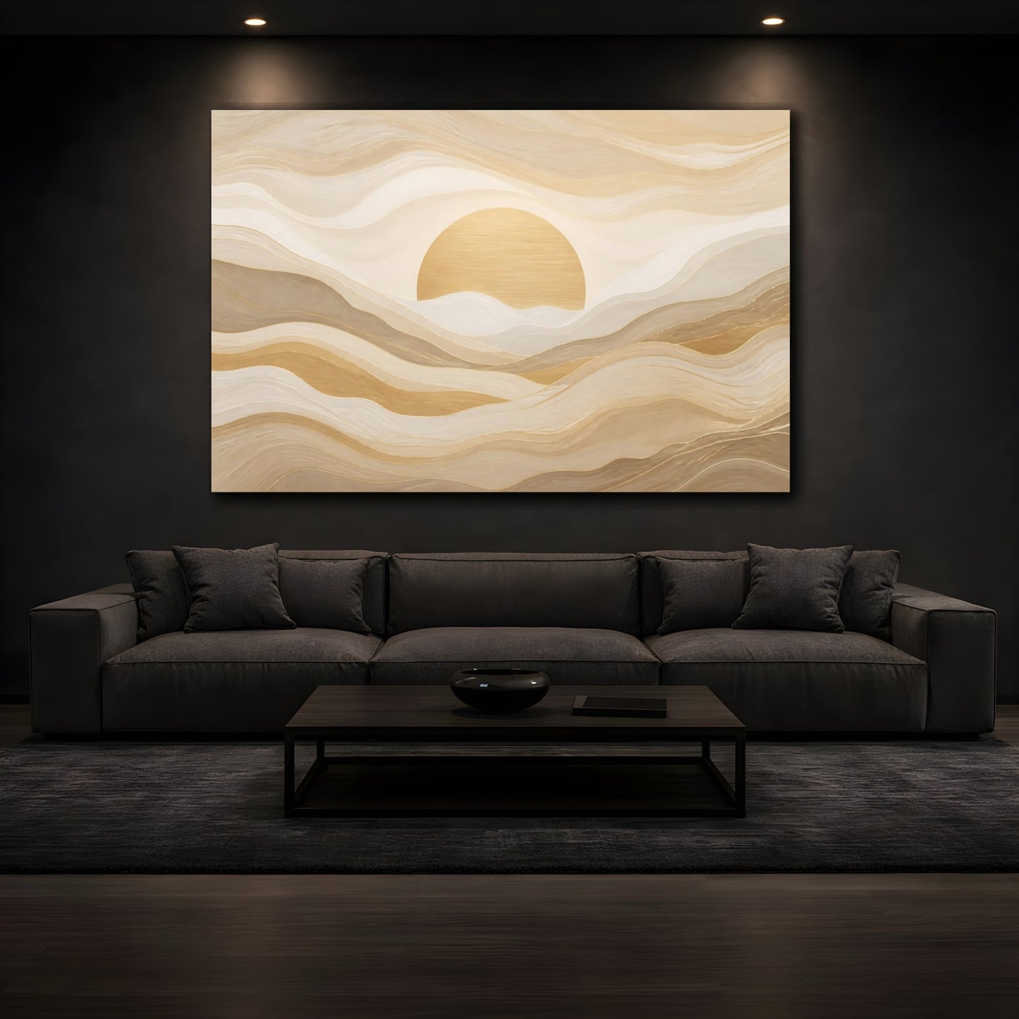 Mockup 3. Golden Sand Sunrise shown as canvas print