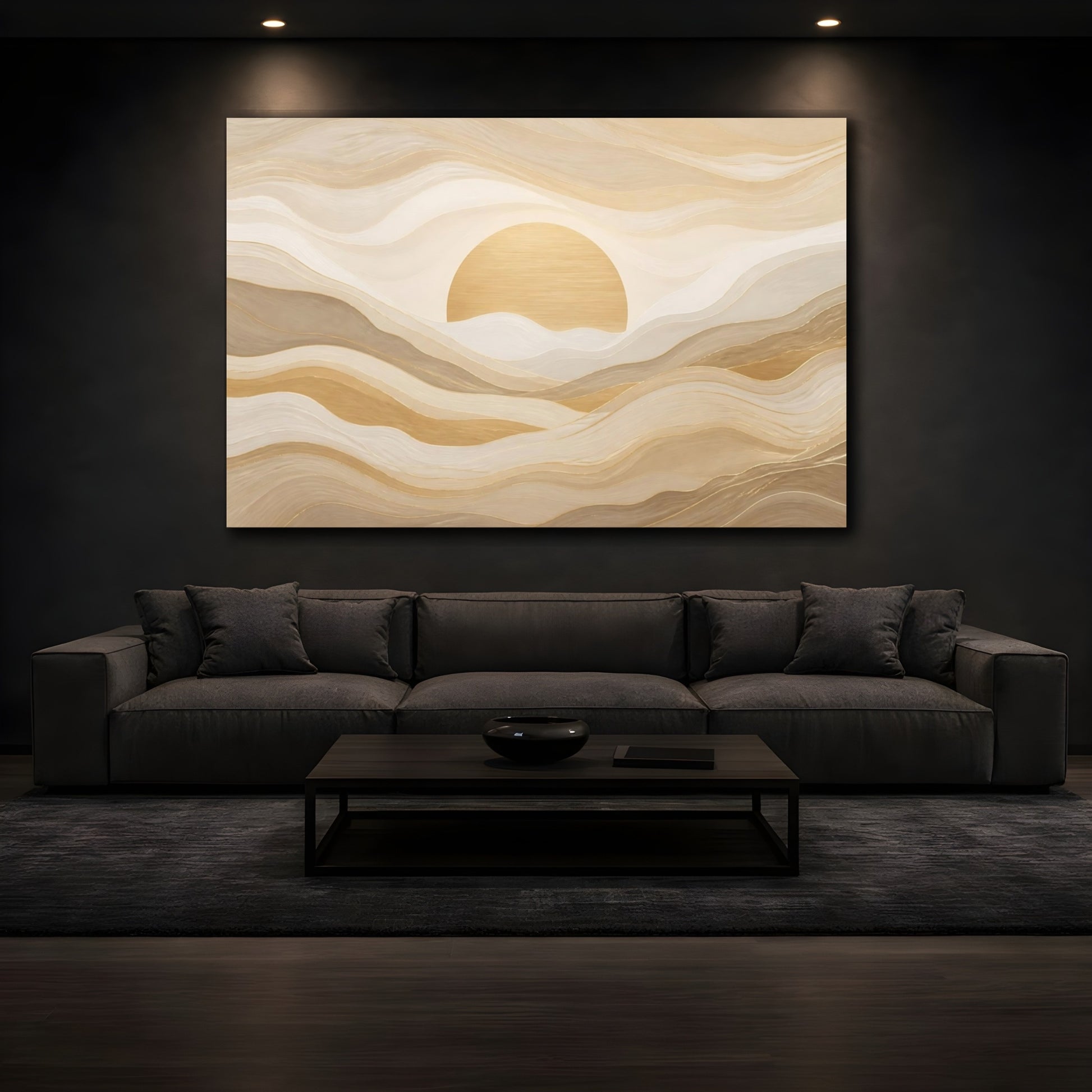 Mockup 3. Golden Sand Sunrise shown as canvas print
